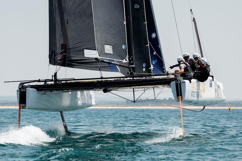 GC32 Class President Simon Delzoppo's .film AUS Racing during the GC32 Lagos Cup 2023 photo copyright GC32 Racing Tour / Tó Mané taken at  and featuring the GC32 class