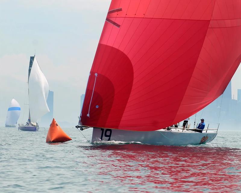 HEARTBREAKER rounding Lakeshore Legacy mark photo copyright Mark Reid taken at  and featuring the GL52 class