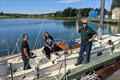 Kirsten Neuschäfer with experienced ‘Minnehaha' shipwright Eddie Arsenault and her rigger