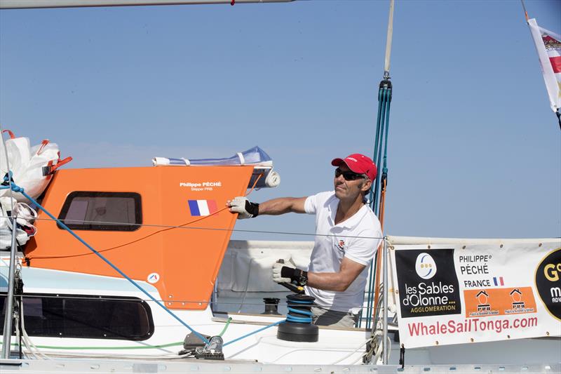 Philippe Péché aboard his Rustler 36 PRB took an early lead at the start of the 2018 Golden Globe Race photo copyright Tim Bishop taken at  and featuring the Golden Globe Race class