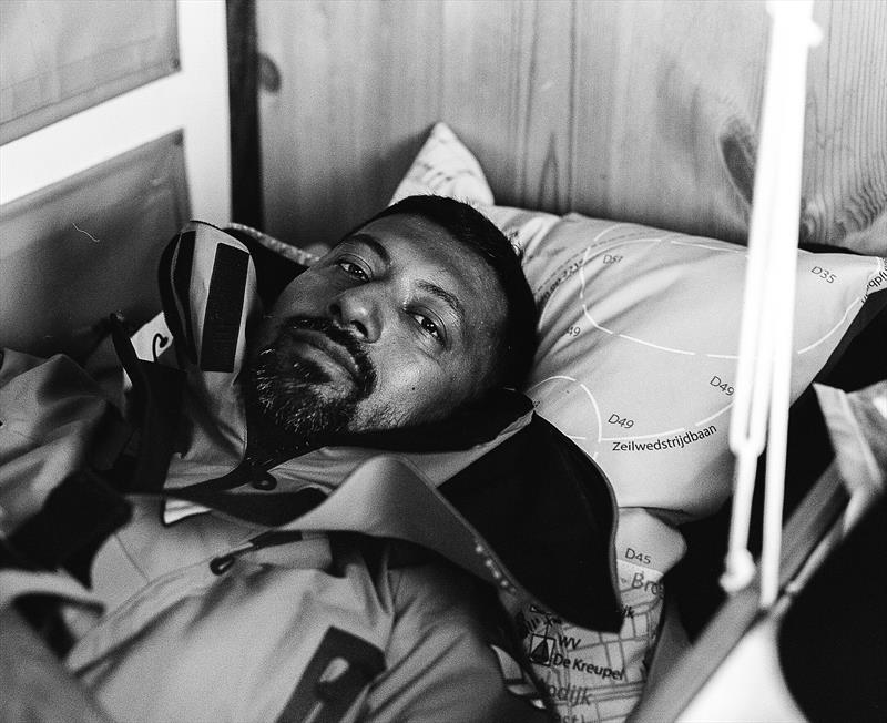 Library photo of Abhilash Tomy lying in his bunk photo copyright Nick Jaffe / PPL / GGR taken at  and featuring the Golden Globe Race class