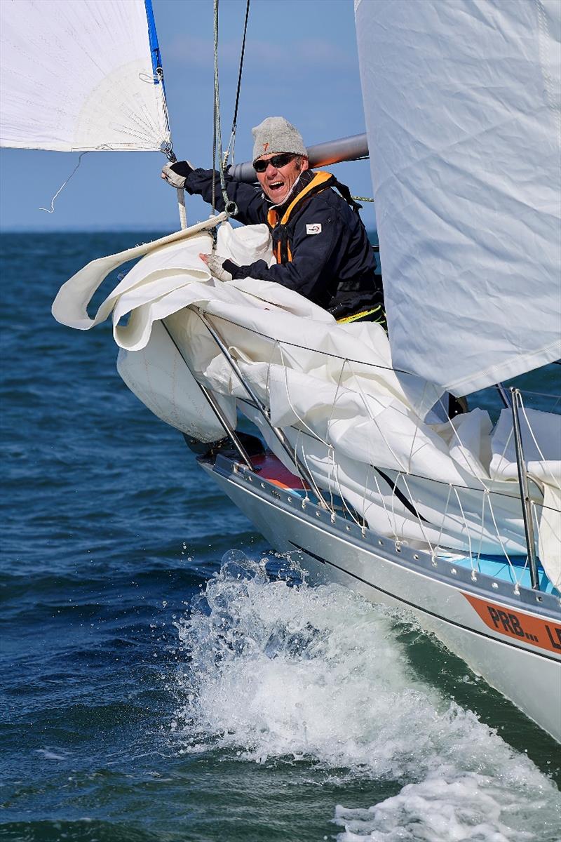 Philippe Péché elected to race with hanked headsails on his Rustler 36 PRB, but how will he fare changing sails like this in the Southern Ocean? photo copyright Yvan Zedda / GGR / PPL taken at  and featuring the Golden Globe Race class