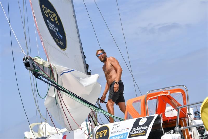 Mark Slats on Ohpen Maverick is almost 1,000 miles west of the main fleet and furthest south, hoping the Trades will allow him to ease sheets and jump him into the lead photo copyright Christophe Favreau / PPL / GGR taken at  and featuring the Golden Globe Race class