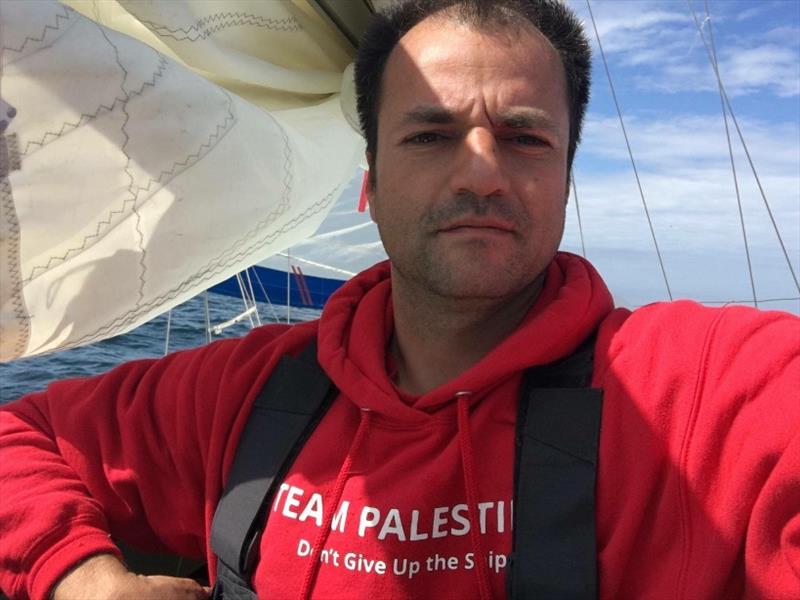 Palestinian Nabil Amra was forced to retire from the Golden Globe Race two weeks ago when the self-steering system on his Biscay 36 Liberty II failed in exactly the way that it has done on PRB - photo © Team Palestine / GGR / PPL