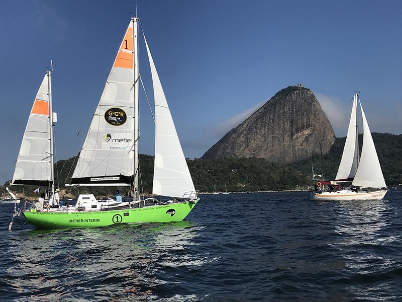 Antoine Cousot passing the Sugarloaf mountain on his way into Rio de Janeiro photo copyright Gustavo Pacheco / GGR / PPL taken at  and featuring the Golden Globe Race class