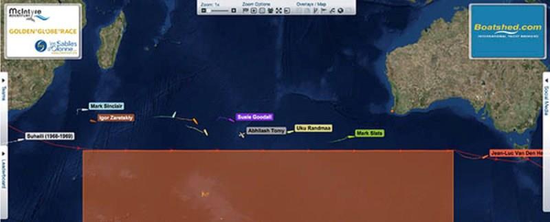 Position of GGR fleet at 12:00 UTC today photo copyright Golden Globe Race taken at  and featuring the Golden Globe Race class