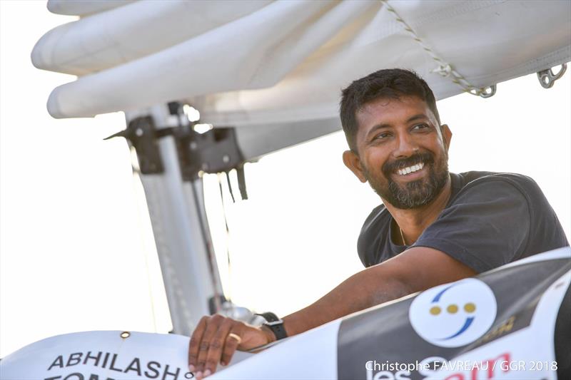 Abhilash Tomy before the start of the 2018/19 Golden Globe Race photo copyright Christophe Favreau / PPL / GGR taken at  and featuring the Golden Globe Race class
