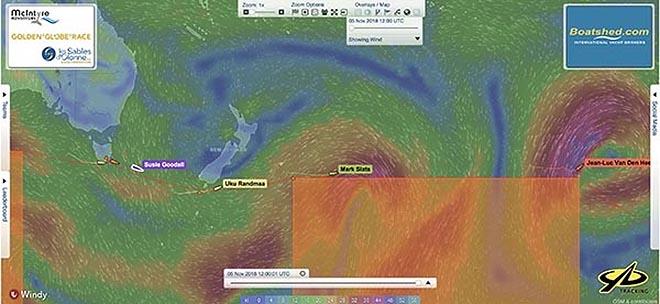 Positions at 15:00 UTC  5.11.18 - Golden Globe Race day 127 photo copyright Golden Globe Race taken at  and featuring the Golden Globe Race class