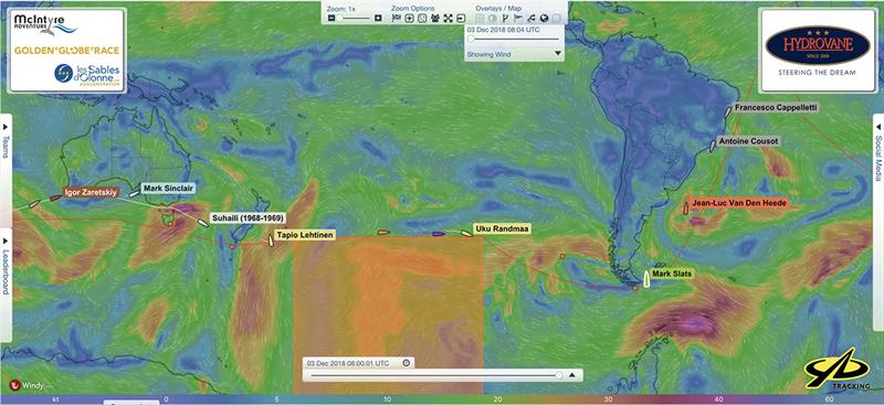 Positions at 08:00 UTC  03.12.18 - Golden Globe Race photo copyright Golden Globe Race taken at  and featuring the Golden Globe Race class