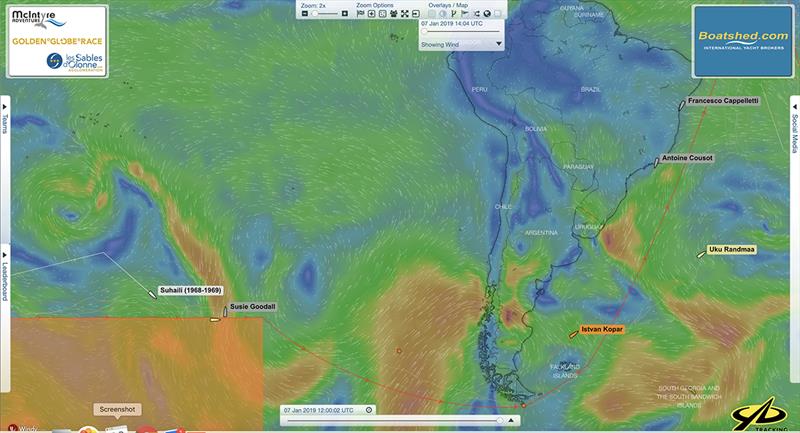 Golden Globe Race - Day 190 - Relative positions of Uku Randmaa, Istvan Kopar and Tapio Lehtinen at 12:00 UTC today. - photo © Golden Globe Race