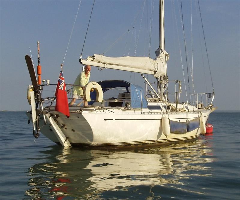 Robin Davie aboard C'EST La VIE in Falmouth prior to the yacht's restoration - Golden Globe Race photo copyright Barry Pickthall / PPL taken at  and featuring the Golden Globe Race class