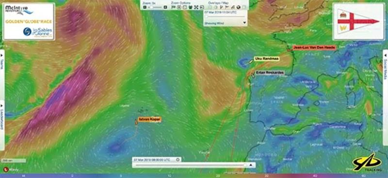 Relative positions of Uku Randmaa and Istvan Kopar in the  North Atlantic at 0800 UTC today - Golden Globe Race photo copyright Golden Globe Race taken at  and featuring the Golden Globe Race class