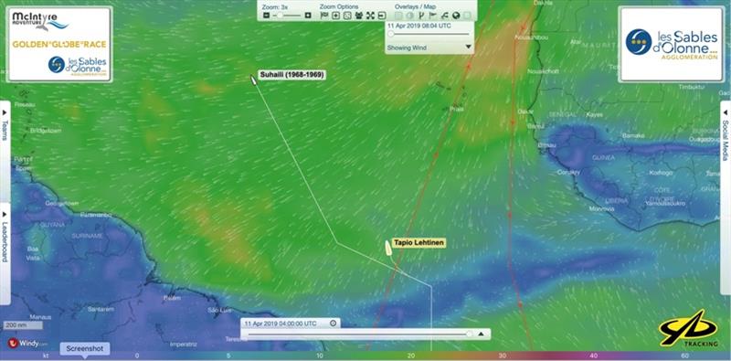 Tapio Lehtinen finally crossed the Equator on Tuesday have sat becalmed within 9 miles of the line for three days. The Finn now has 2,998 miles to the finish and is expected to return to Les Sables d'Olonne late May. - photo © Event Media