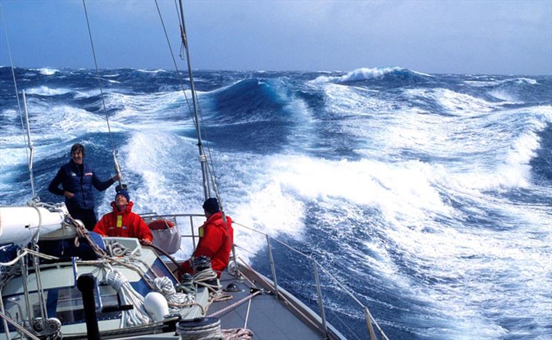 Sleigh ride in the Southern Ocean, aboard Conny van Rietschoten's 1981/2 winning yacht Flyer photo copyright Julian Fuller / PPL taken at  and featuring the Golden Globe Race class