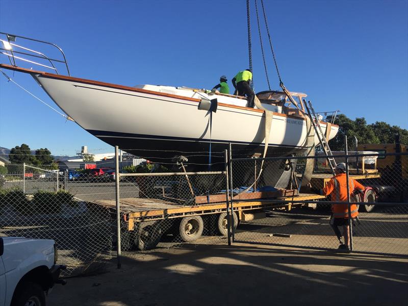 Dreamcatcher under refit for the Golden Globe Race photo copyright Michael Davey taken at  and featuring the Golden Globe Race class