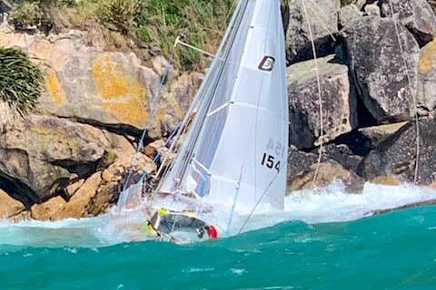 Dreamcatcher pinned to the rocks in Abel Tasman National Park photo copyright Michael Davey taken at  and featuring the Golden Globe Race class