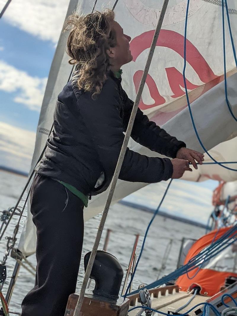 Kirsten Neuschäfer (South Africa) onboard her Cape George 36 `Minnehaha` photo copyright Kirsten Neuschäfer Team taken at  and featuring the Golden Globe Race class