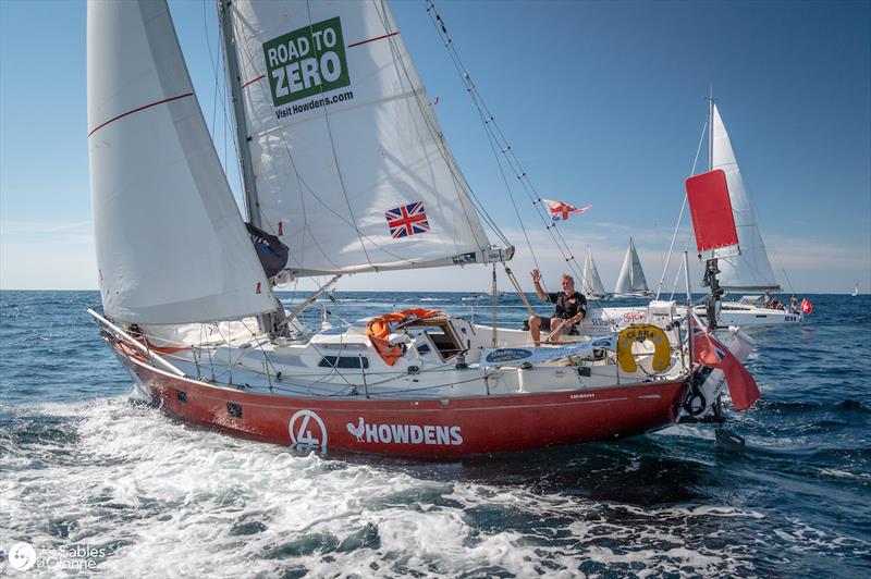 The British mini sailor Simon Curwen (UK) onboard his Biscay 36 `Clara`,took the best start of the day! photo copyright Les Sables d'Olonne taken at  and featuring the Golden Globe Race class