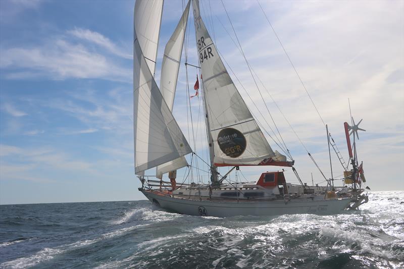 Ertan Beskardes (UK) was hit by a wave ondeck, fell  into his cockpit and was knocked unconscious photo copyright GGR2022 / Nora Havel taken at  and featuring the Golden Globe Race class