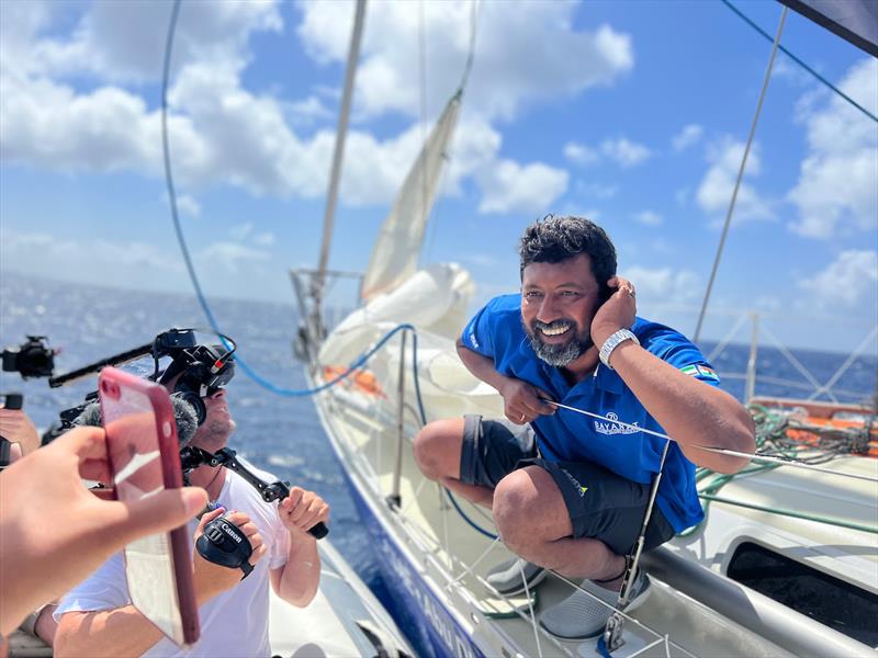 Abhilash Tomy at the GGR2022 Marina Rubicon Film Gate photo copyright GGR2022 / Aïda Valceanu taken at  and featuring the Golden Globe Race class