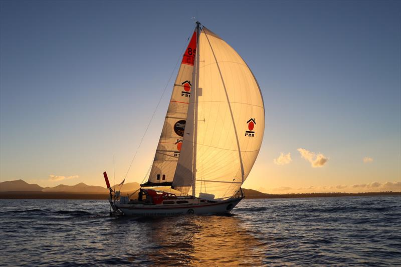 Damien Guillou has spent the whole week under his max spinnaker and should catch up further with the fleet blocked by a low pressure over the weekend - photo © GGR2022 / Nora Havel