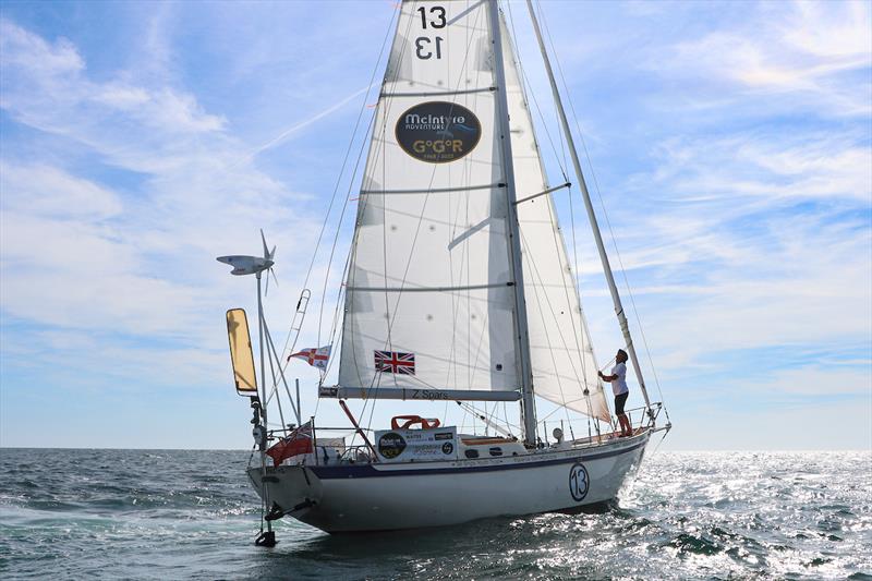 Champagne sailing at its best: Guy Waites spotted barnacles on his hull, but celebrated his equator crossing with Champagne! photo copyright Nora Havel/GGR2022 taken at  and featuring the Golden Globe Race class