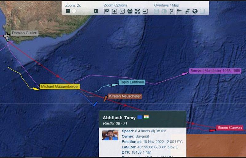 Racers closest to Tapio Lehtinen's last known position photo copyright Golden Globe Race taken at  and featuring the Golden Globe Race class