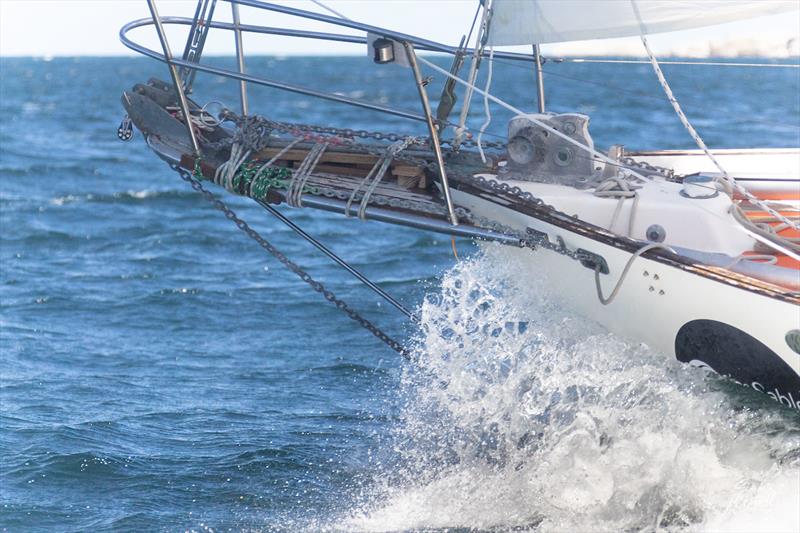 Elliott Smith (27) / USA / Gale Force 34 – ” SECOND WIND ” bowsprit repairs on Simon's Town mooring photo copyright Simon McDonnell / FBYC taken at False Bay Yacht Club and featuring the Golden Globe Race class