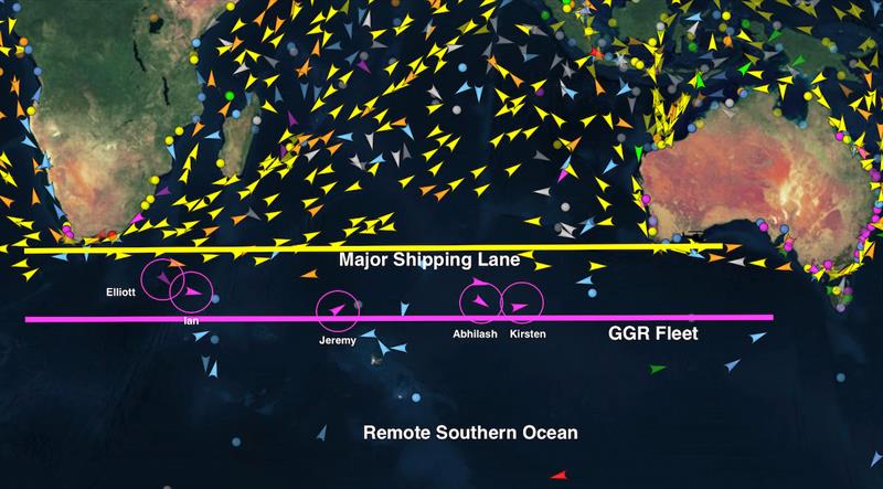 The Exclusion zone keeps the GGR fleet close to shipping lanes, and above the worst of the weather - photo © GGR