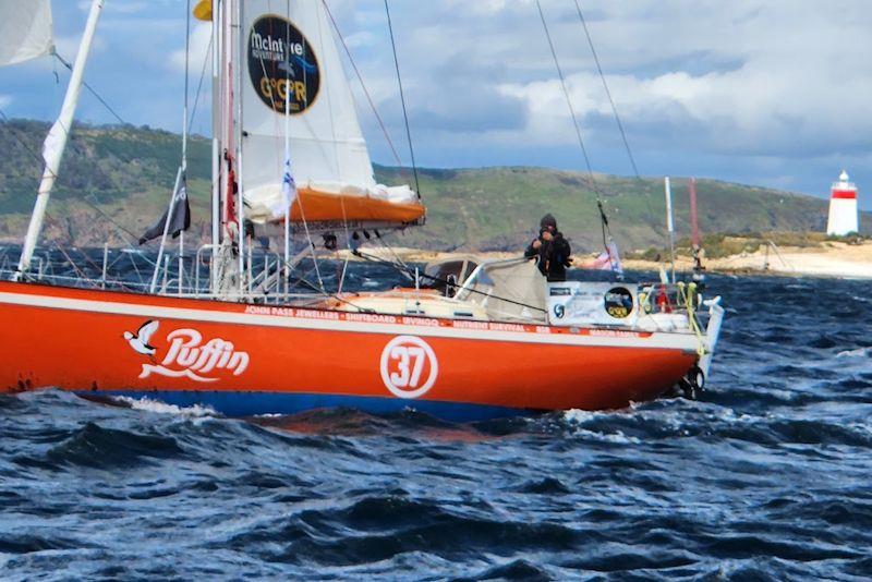 Ian Herbert Jones sails past Iron Pot, Hobart - Golden Globe Race (January 2023) photo copyright Jackie Zanetti & Alex Papij (Rusalka) / GGR2022 taken at  and featuring the Golden Globe Race class