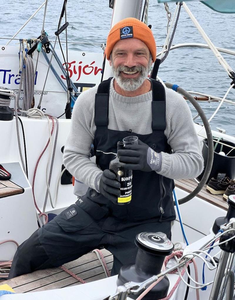 It was a spicy Sunday breakfast for the fans of Captain Gugg and Nuri Sardines with all eating chilli sardines with Michael to celebrate photo copyright Aïda Valceanu taken at  and featuring the Golden Globe Race class