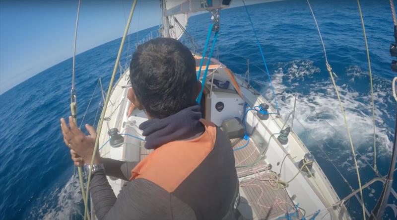 Somewhere over the horizon... must be Kirsten! The race is on for Abhilash and Kirsten on the last fifth of the GGR photo copyright Abhilash Tomy / GGR2022 taken at  and featuring the Golden Globe Race class