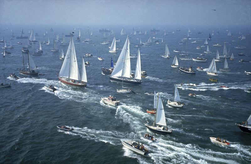 1973: Start of the first Whitbread Round the World Yacht Race with Chay Blyth's 'Great Britain II' leading Eric Tabarly's French entry 'Pen Duick VI' photo copyright Bob Fisher / PPL Photo Agency taken at  and featuring the Golden Globe Race class