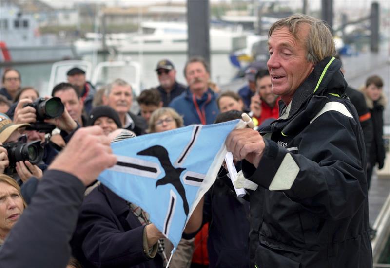 British yachtsman Simon Curwen, winner of the Chichester Class  in the 2022/3Golden Globe Race, receiving his Cape Horners burgee photo copyright Rob Havill / GGR / PPL taken at  and featuring the Golden Globe Race class
