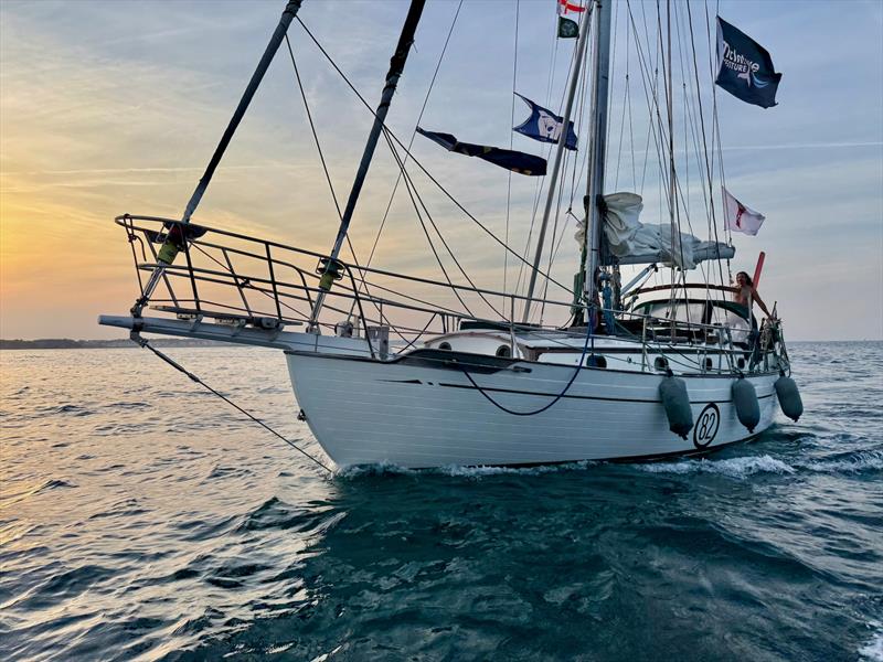 Irish American skipper Colm Walker aboard his Tayana 37 Mo Chuisle as he arrives in Les Sables-d'Olonne on 17 August 2026, following 8,000 nm of preparation sailing. Mo Chuisle will remain on display at the GGR marina during the pre-start festivities - photo © JJ / GGR2026