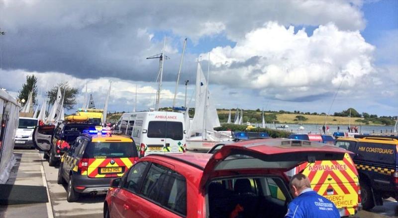 Emergency services on the scene of the GP14 World Championship at Strangford Lough - photo © Ian Dobson