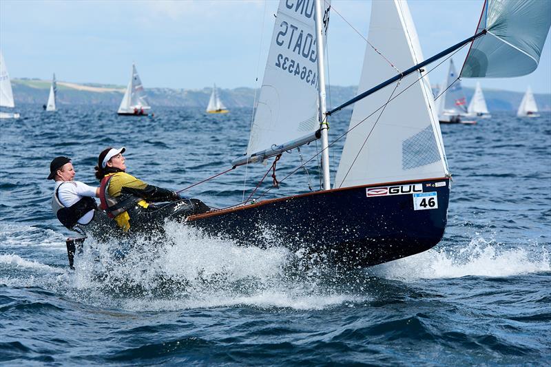 Race 8 pathfinders Rich Bennett and Sarah Davies during the GP14 Nationals at Looe - photo © Richard Craig / www.SailPics.co.uk