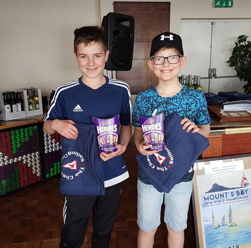 First all junior boat Callum Anderson and Finn Morgan in the GP14 Midland Championship at Chase photo copyright Michelle Evans taken at Chase Sailing Club and featuring the GP14 class