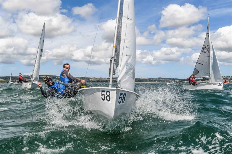 Ian Dobson and Andy Tunnicliffe on day 3 of the Gul GP14 Worlds at Mount's Bay - photo © Lee Whitehead / www.photolounge.co.uk