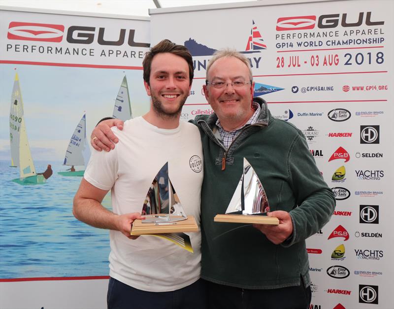 Winners of the Bronze Fleet, George and Neil Meredith in the Gul GP14 Worlds at Mount's Bay photo copyright Lee Whitehead / www.photolounge.co.uk taken at  and featuring the GP14 class