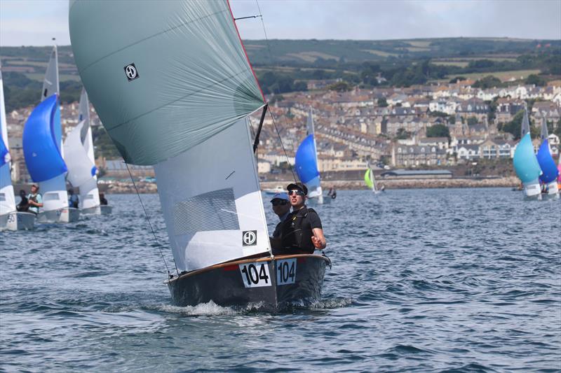 Mike and Chris going downwind during the Gul GP14 Worlds at Mount's Bay - photo © Beth Tate