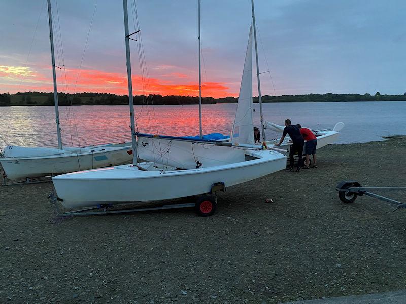 Sunrise in the Leigh & Lowton Sailing Club S2S Dinghy Race photo copyright Rebecca Fleet taken at Leigh & Lowton Sailing Club and featuring the GP14 class