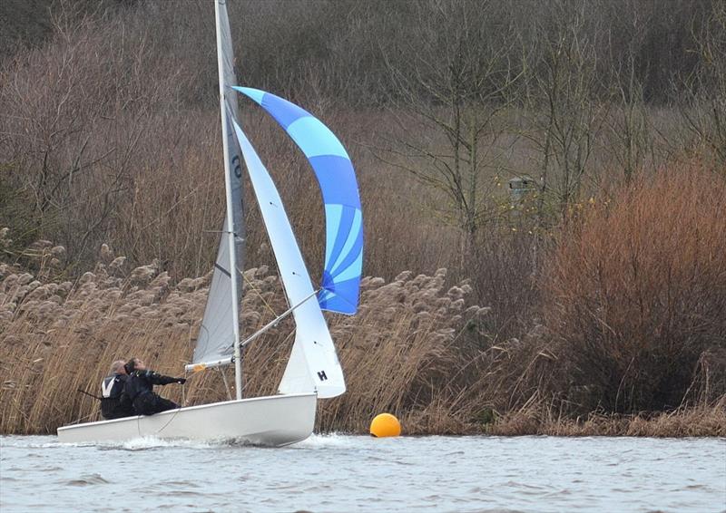 Maurice Cleal & Charlotte Cotter (GP14 14166) during the Wembley Sailing Club Wassail Cup 2023 photo copyright Marc Heritier taken at Wembley Sailing Club and featuring the GP14 class