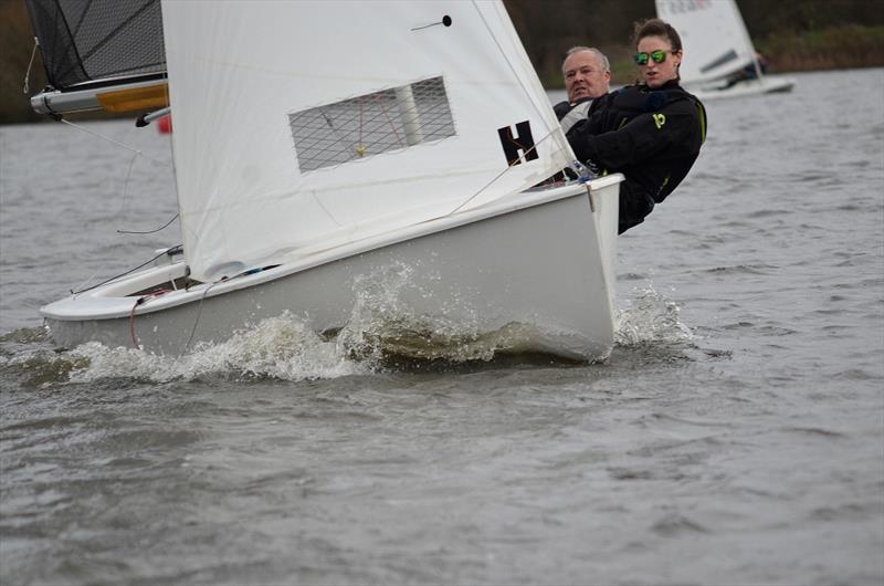 Maurice Cleal & Charlotte Cotter (GP14 14166) during the Wembley Sailing Club Wassail Cup 2023 photo copyright Marc Heritier taken at Wembley Sailing Club and featuring the GP14 class