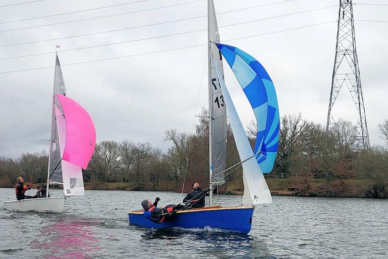 Tomasz Szakola and Adeel Khan battling hard - GP14 Southern Travellers at Papercourt photo copyright Frank Brown / PSC taken at Papercourt Sailing Club and featuring the GP14 class