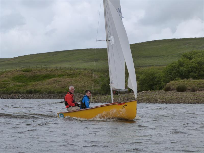 Steve Parry and Oliver Gabbitas using a storm gib in their immaculate series 1 boat during the Bolton GP14 Open photo copyright John Moulton taken at Bolton Sailing Club and featuring the GP14 class