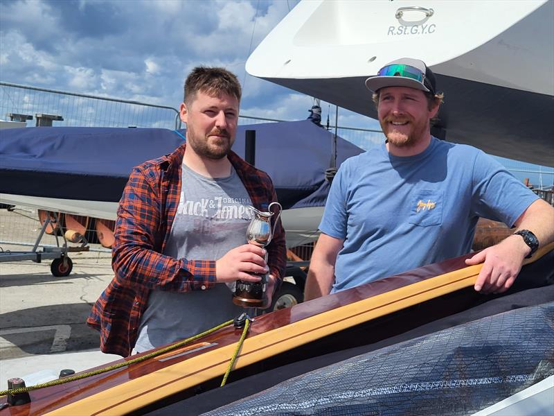 Alan and Hugh win the Race 2 Smurfitt Jug at the GP14 Leinster Championships photo copyright Andy Johnston taken at Royal Irish Yacht Club and featuring the GP14 class