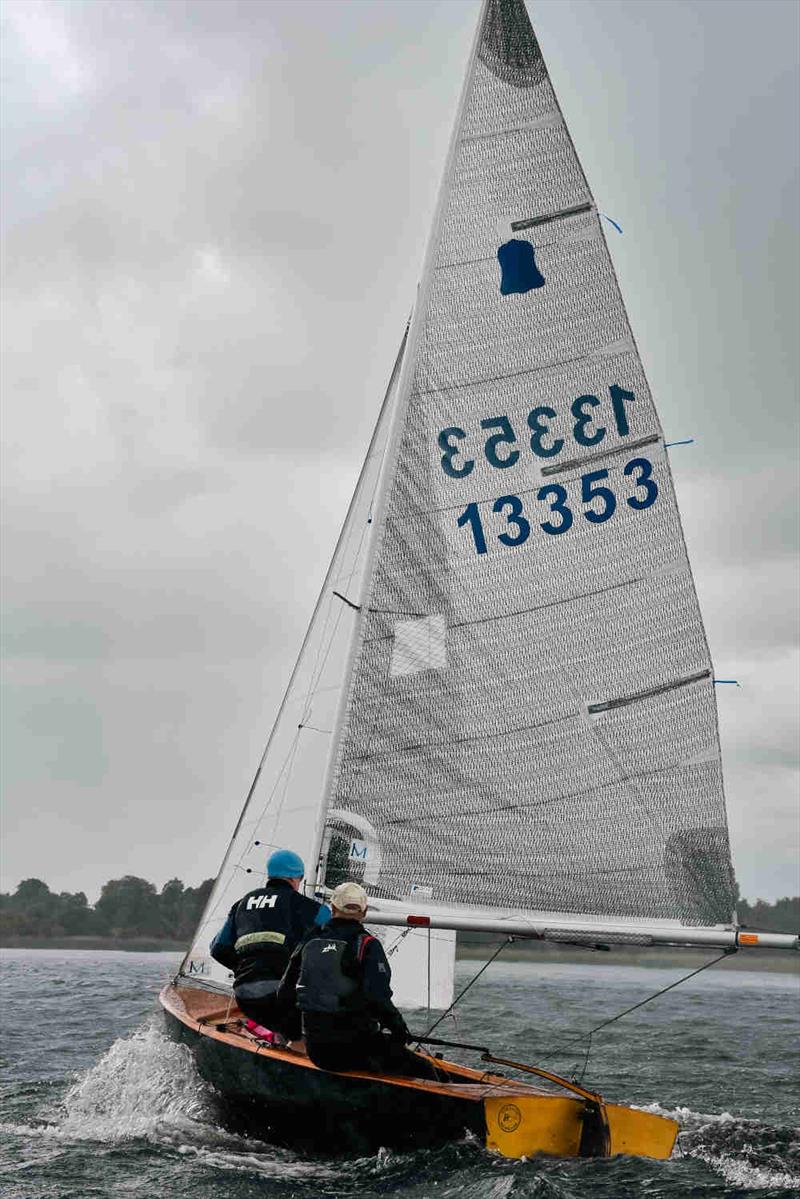 Des McMahon in the breeze on Saturday during the GP14 Munster Championship 2025 at Cullaun Sailing Club photo copyright Hazel McMahon,Luke O'Donnell & Des McMahon taken at Cullaun Sailing Club and featuring the GP14 class