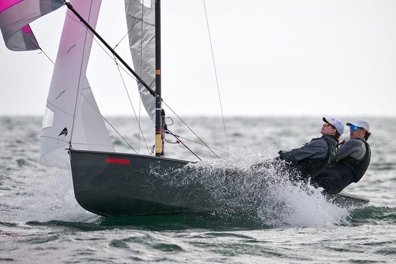 Fergus Barnham and Ellie Devereux on day 3 of the Ripe Craftinsure GP14 National Championship at Tenby - photo © Richard Craig / www.SailPics.co.uk