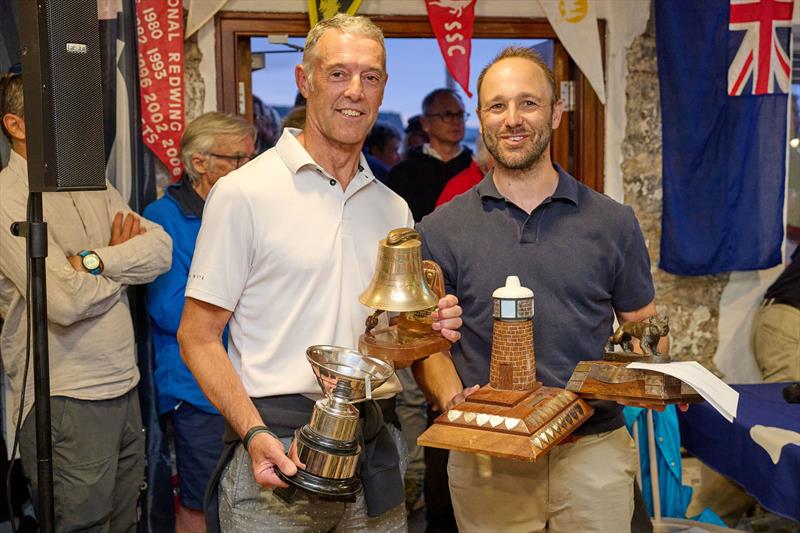 Jasper and Graham with their trophies in the Ripe Craftinsure GP14 National Championship at Tenby - photo © Richard Craig / www.SailPics.co.uk